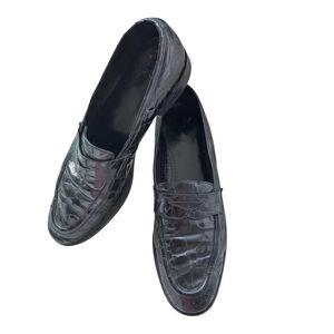 Amalfi Italy Women's Pillow Black Crocodile Pattern Loafers Size 7.5 US